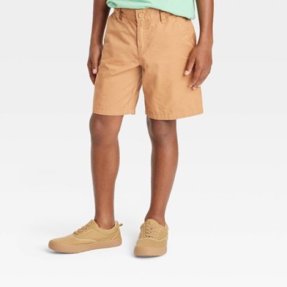 NWT Cat & Jack Flat Front “At The Knee” Woven Shorts  • S(6/7) • Dark Khaki